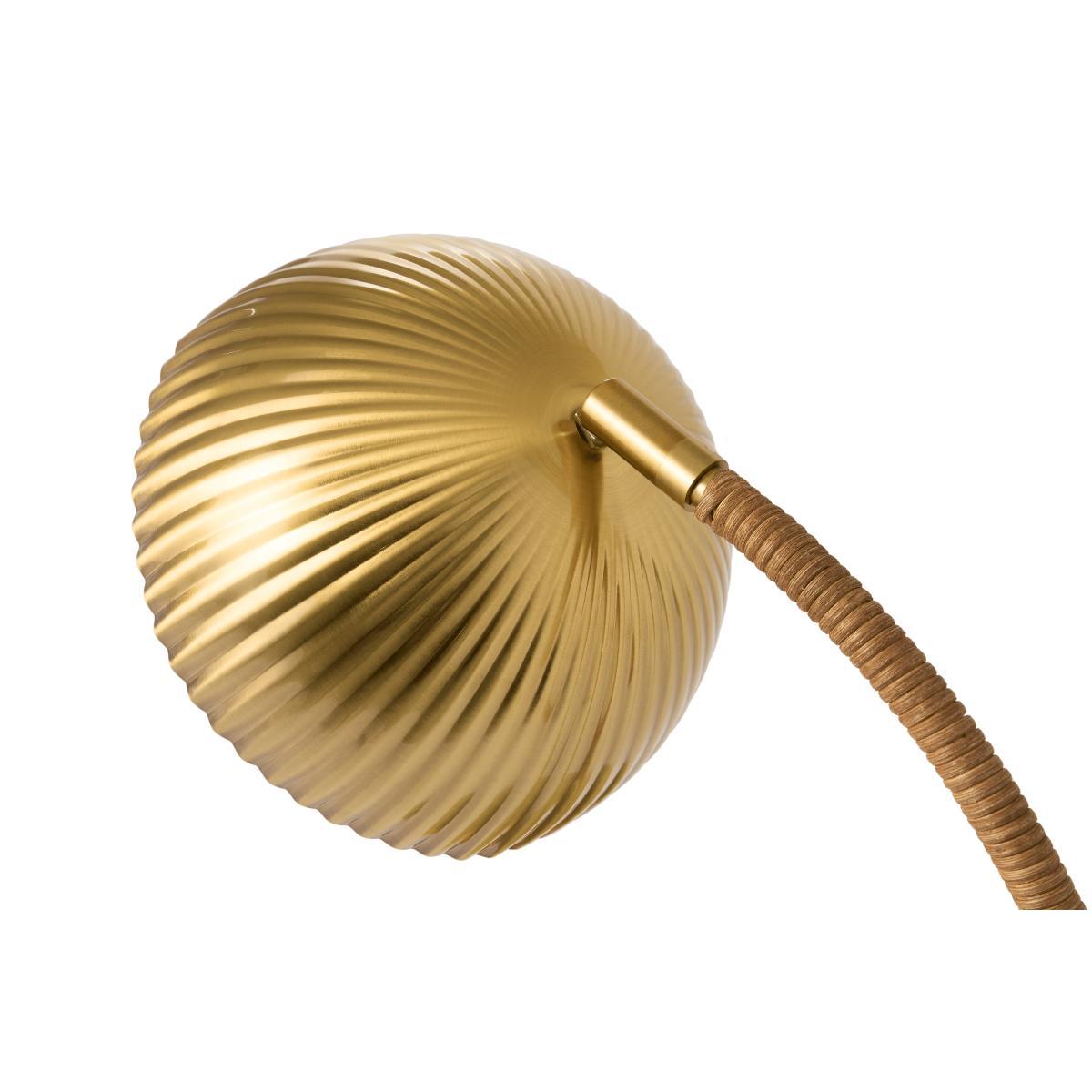Shell Table Lamp, Antique Brass & Natural Rattan – image 8
