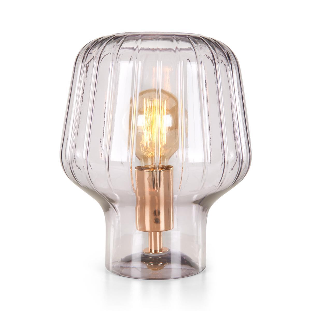 Ewer Table Lamp, Smoke Glass and Polished Copper – image 2