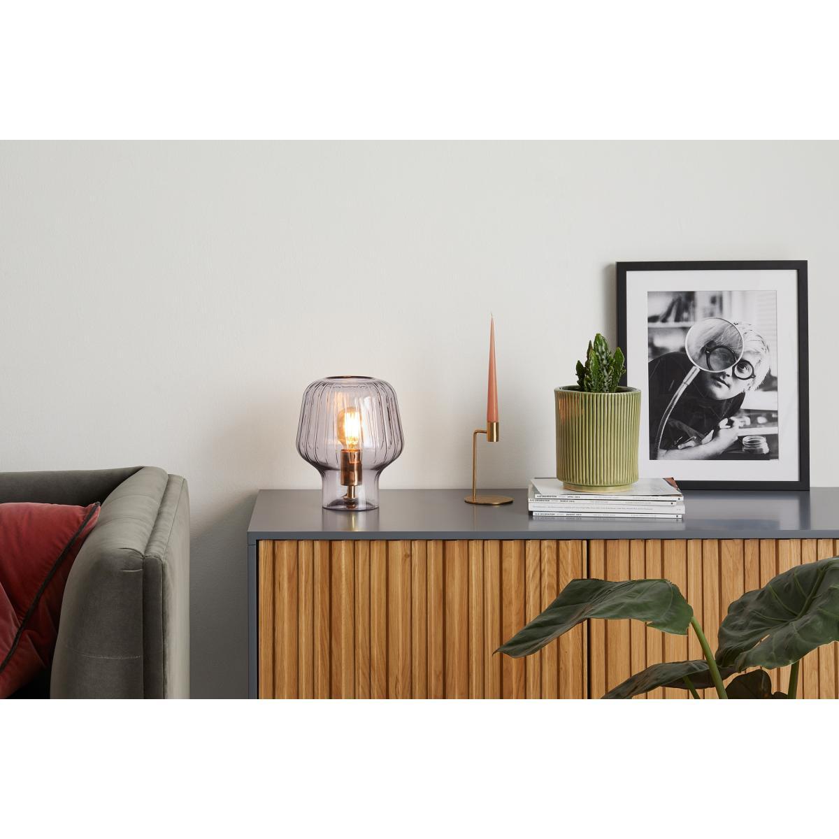 Ewer Table Lamp, Smoke Glass and Polished Copper – image 4