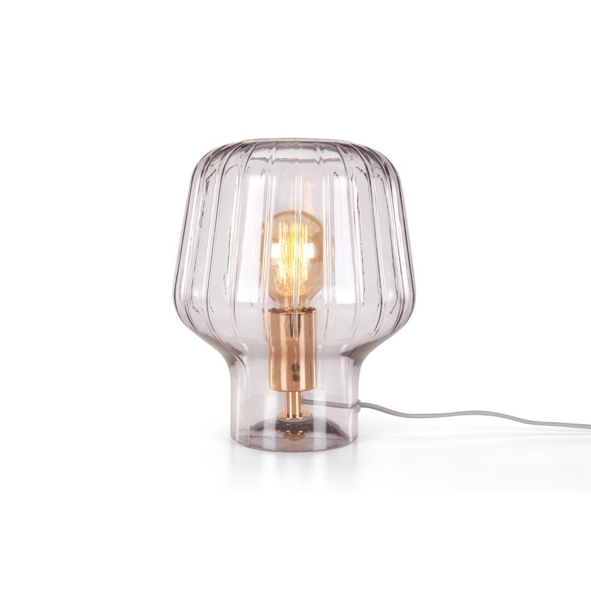 Ewer Table Lamp, Smoke Glass and Polished Copper – image 6