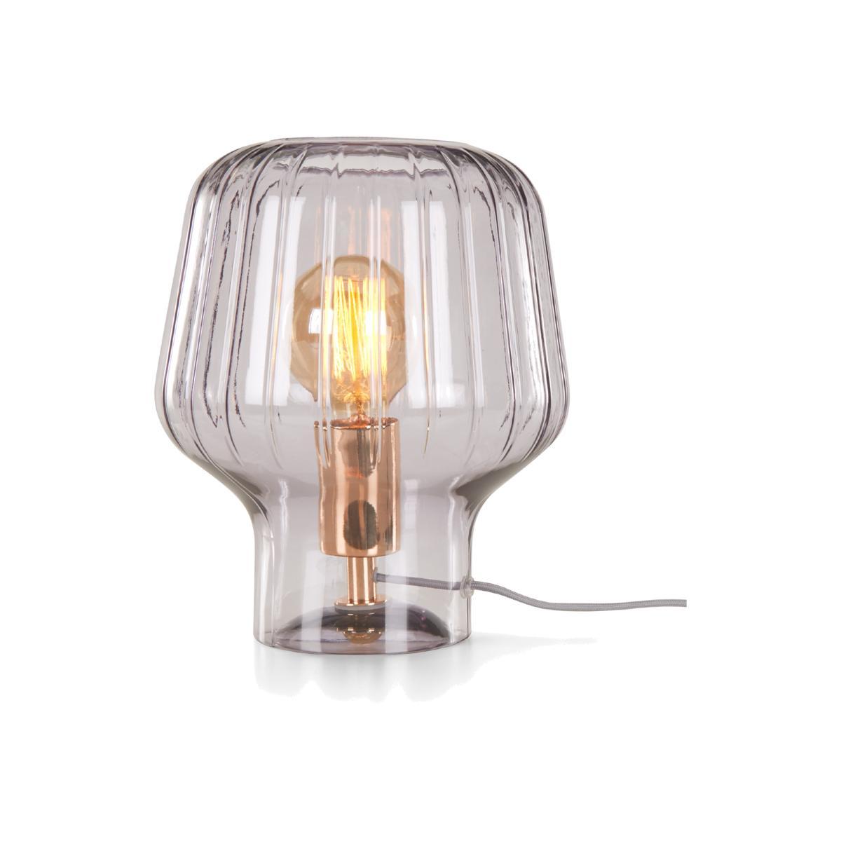 Ewer Table Lamp, Smoke Glass and Polished Copper – image 1