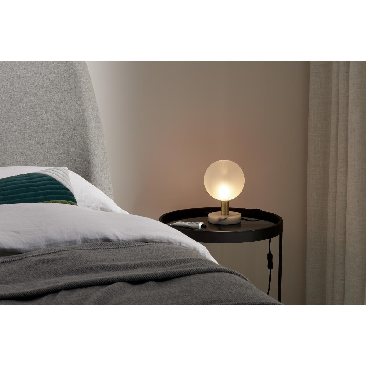 Boll Table Lamp, White Marble, Black & Frosted Glass – image 3