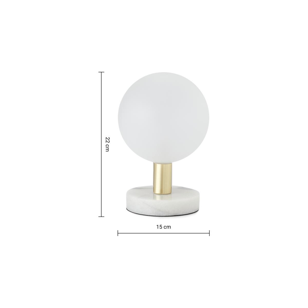 Boll Table Lamp, White Marble, Black & Frosted Glass – image 7