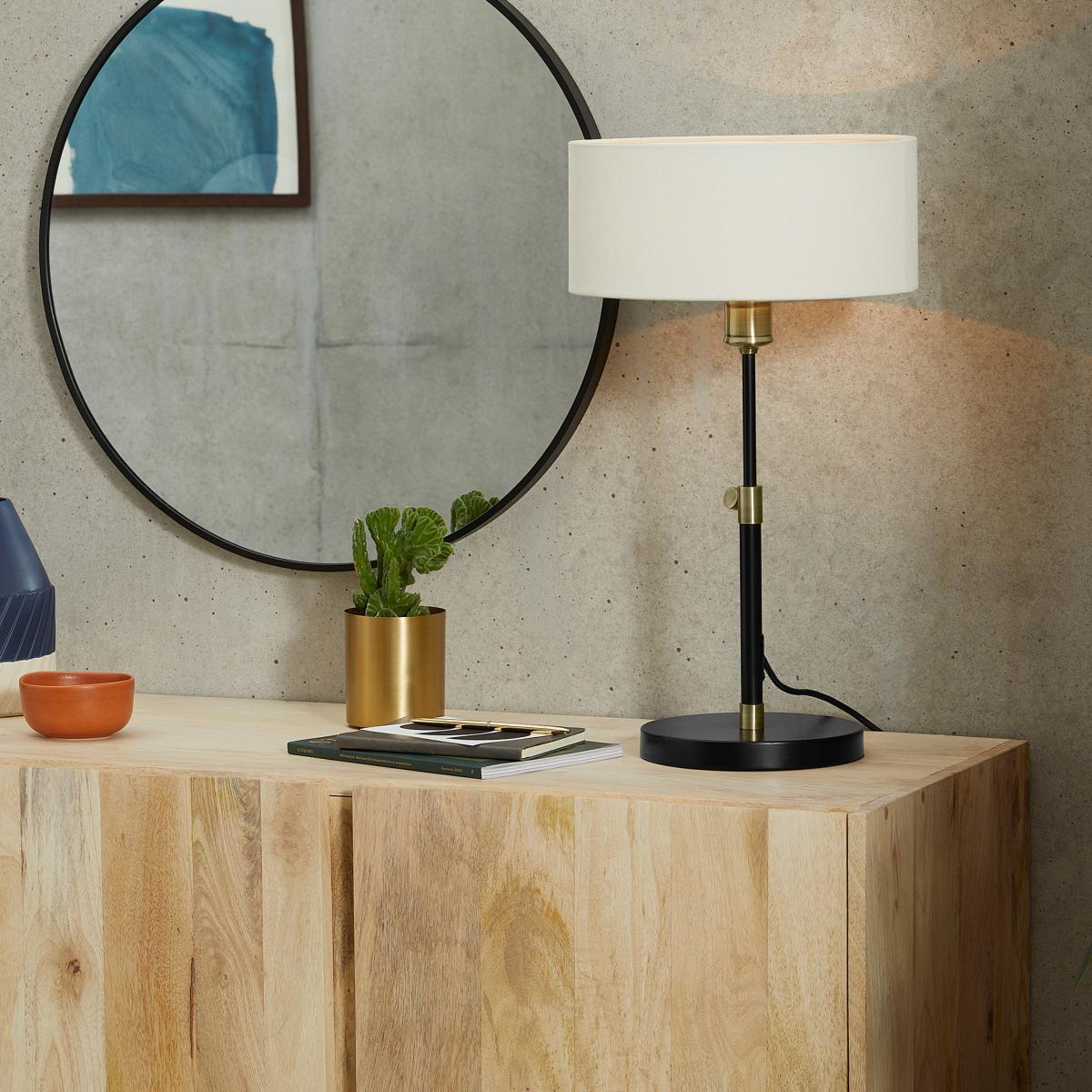Teo Table Lamp, Antique Brass & White – image 2