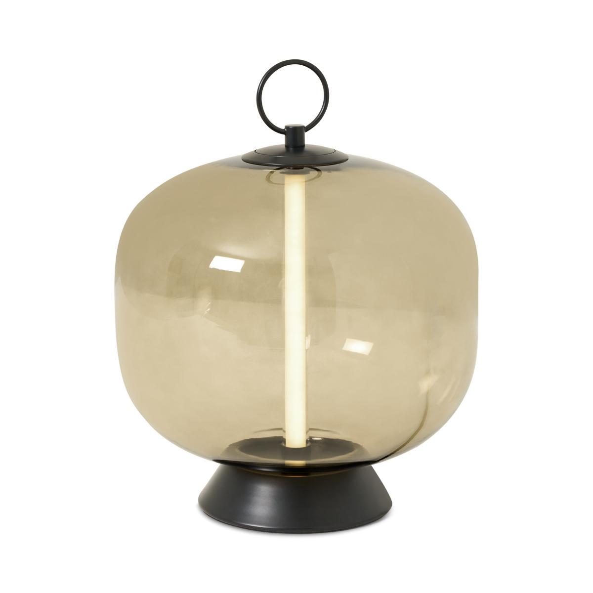 Olney LED Table Lamp, Champagne Glass & Black Metal – image 2