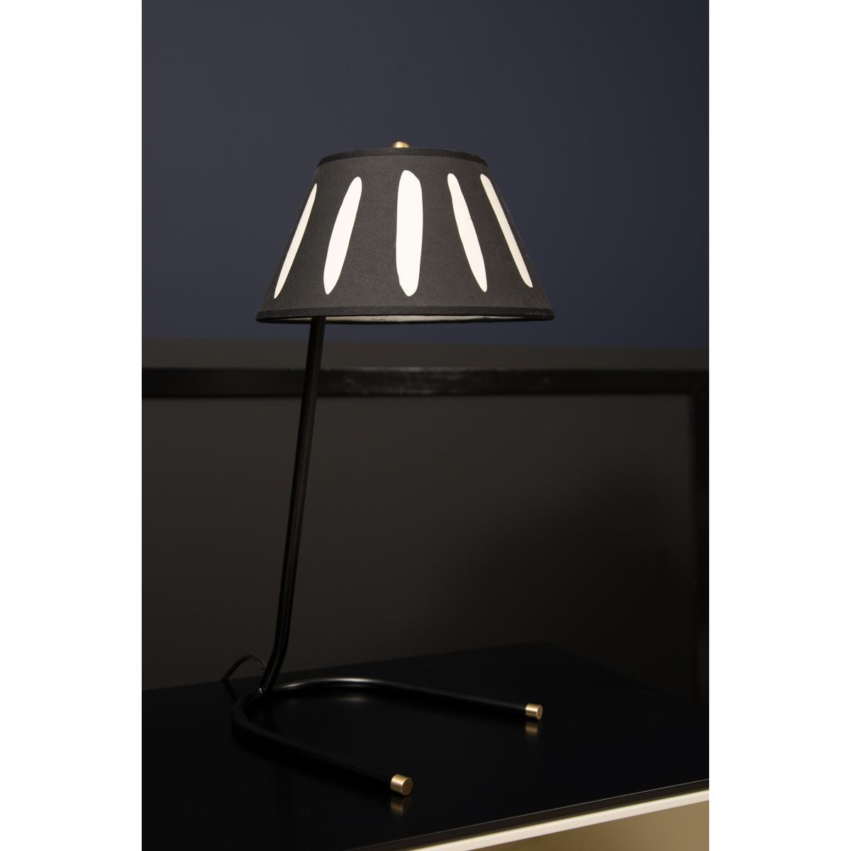 Charly Table lamp - / H 45 cm - Silkscreen printed cotton by Maison Sarah Lavoine Black – image 2