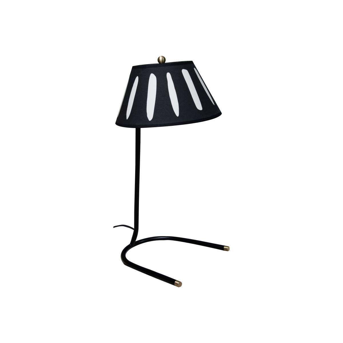 Charly Table lamp - / H 45 cm - Silkscreen printed cotton by Maison Sarah Lavoine Black – image 1