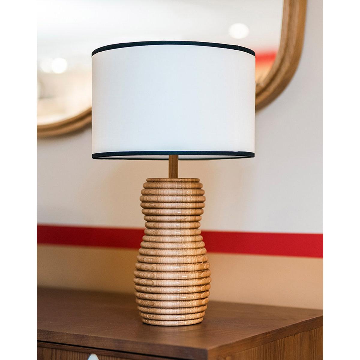 Méli Table lamp - / Ø 23 x H 46.5 cm - Oak & fabric by Maison Sarah Lavoine Natural wood – image 2