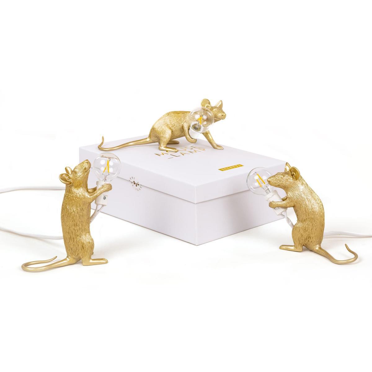 Mouse Lie Down #3 Table lamp - / Reclining mouse by Seletti Gold – image 3