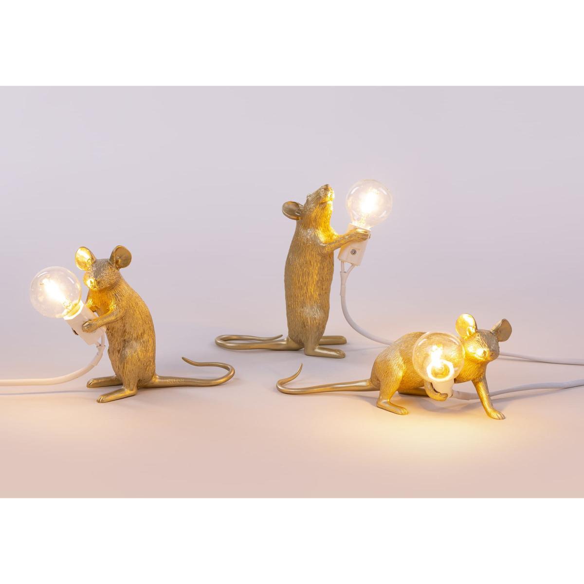 Mouse Lie Down #3 Table lamp - / Reclining mouse by Seletti Gold – image 4