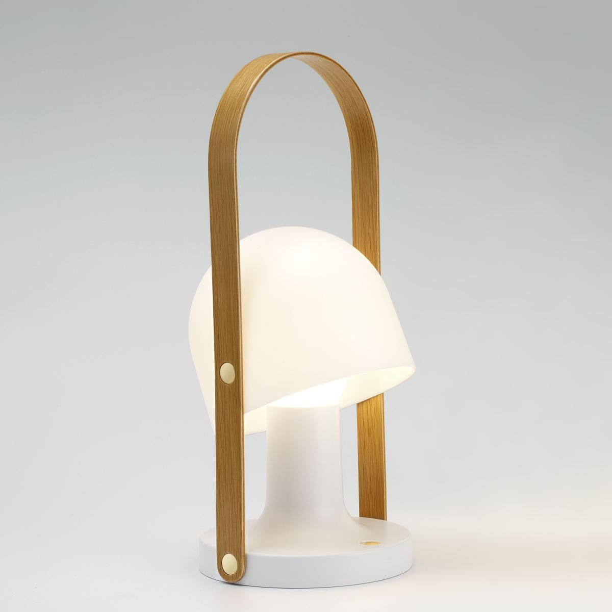 FollowMe Plus Wireless lamp - / LED - H 44 cm by Marset White/Natural wood – image 1