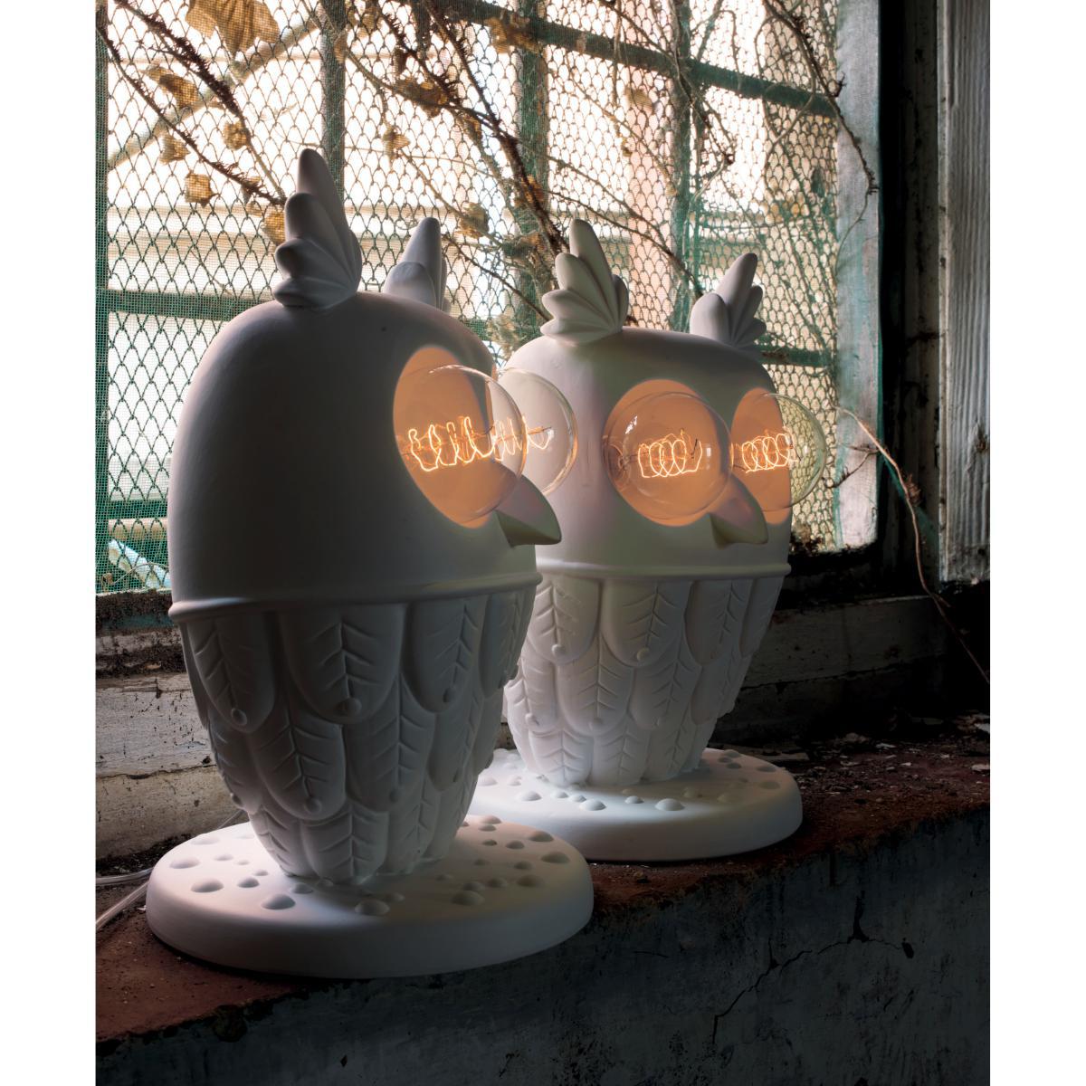 Ti-vedo Table lamp - Ceramic owl - H 41 cm by Karman White – image 3