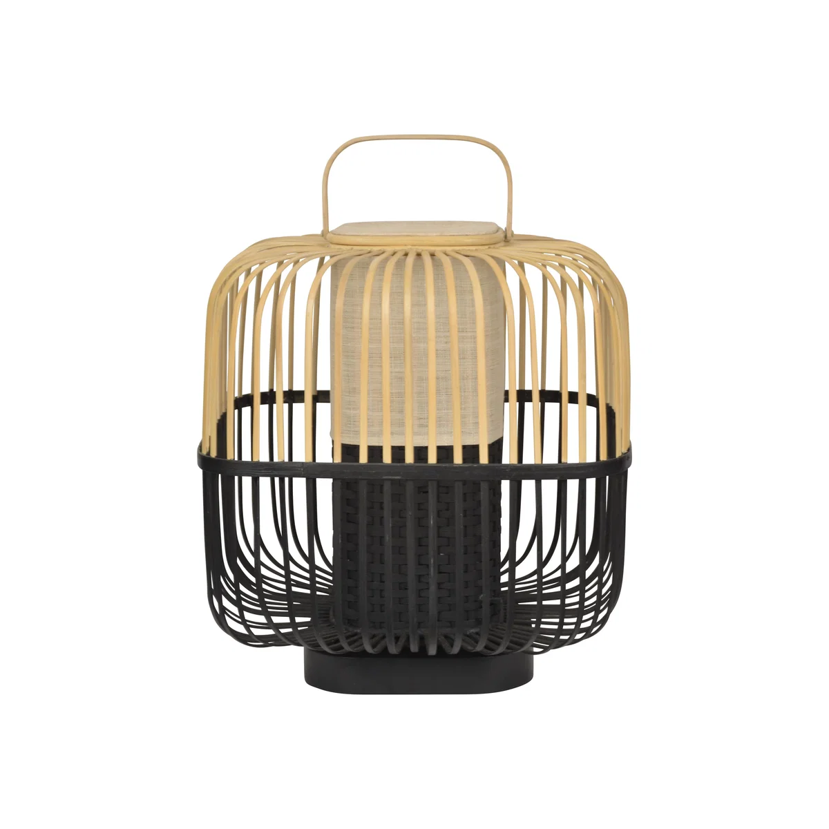 Bamboo Square Table lamp - / Medium - H 56 cm by Forestier Black/Natural wood – image 1