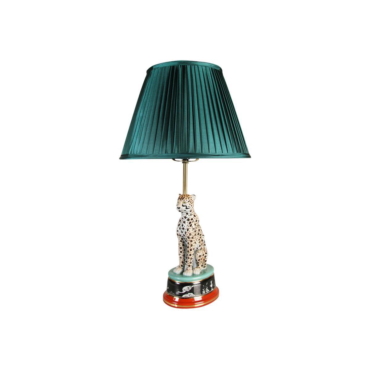 Leopard Table lamp - / Porcelain & satin by & klevering Multicoloured/Green