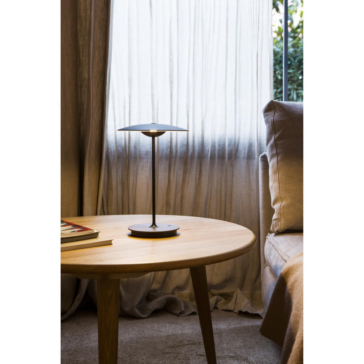 Ginger Wireless lamp - Wireless - H 30 cm by Marset Black/Natural wood – image 4