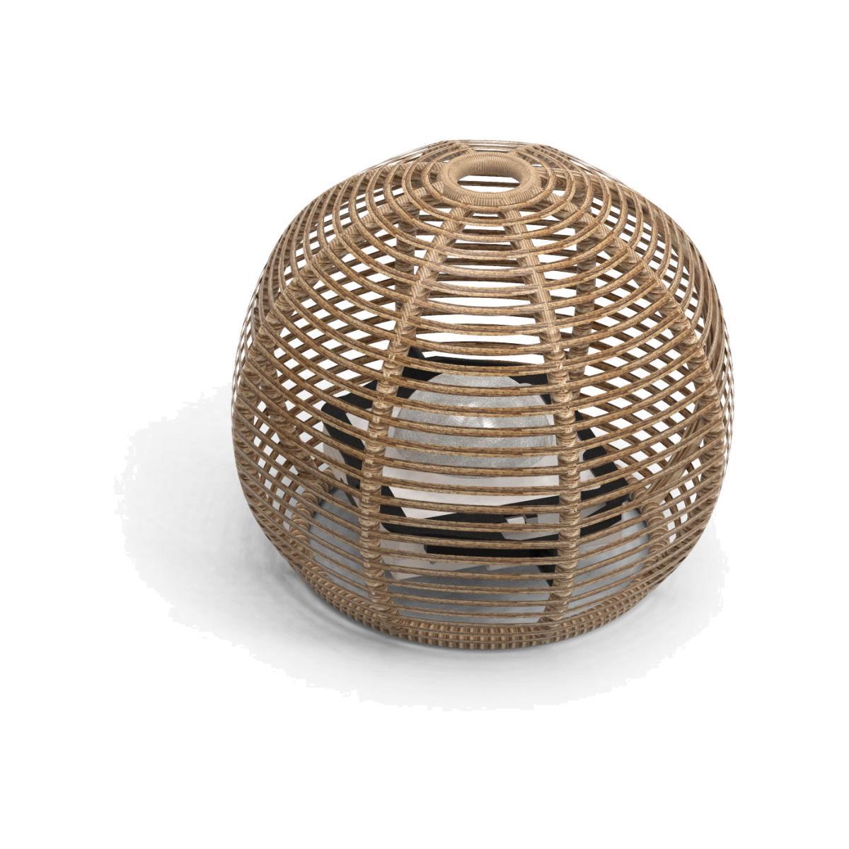 La Lampe Paillote Sphere Solar lamp - / Small Ø 31 cm / Hybrid and connected (solar + USB dock) by Maiori Natural wood – image 1