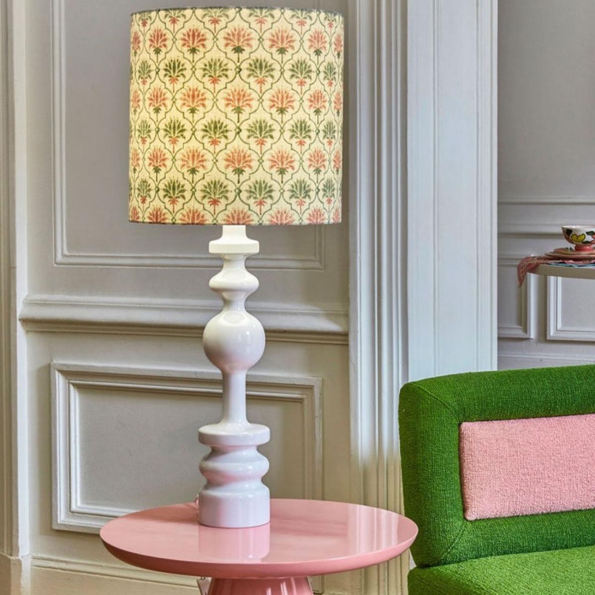Pamela Table lamp textile wood white / Ø 35 x H 87 cm - Wood & fabric - POPUS EDITIONS – image 2