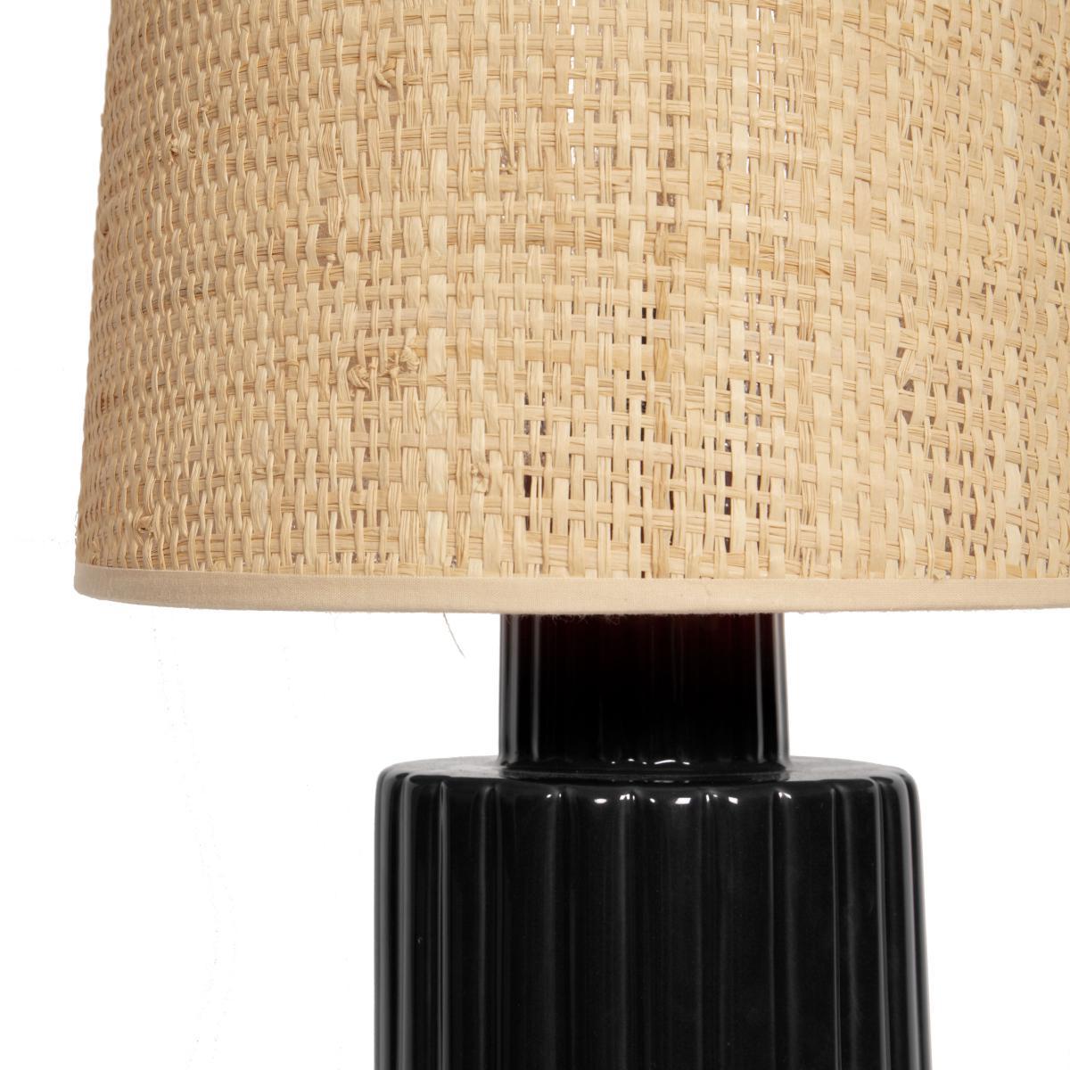 Portofino Table lamp - / Raffia & ceramic by Maison Sarah Lavoine Black/Beige – image 3