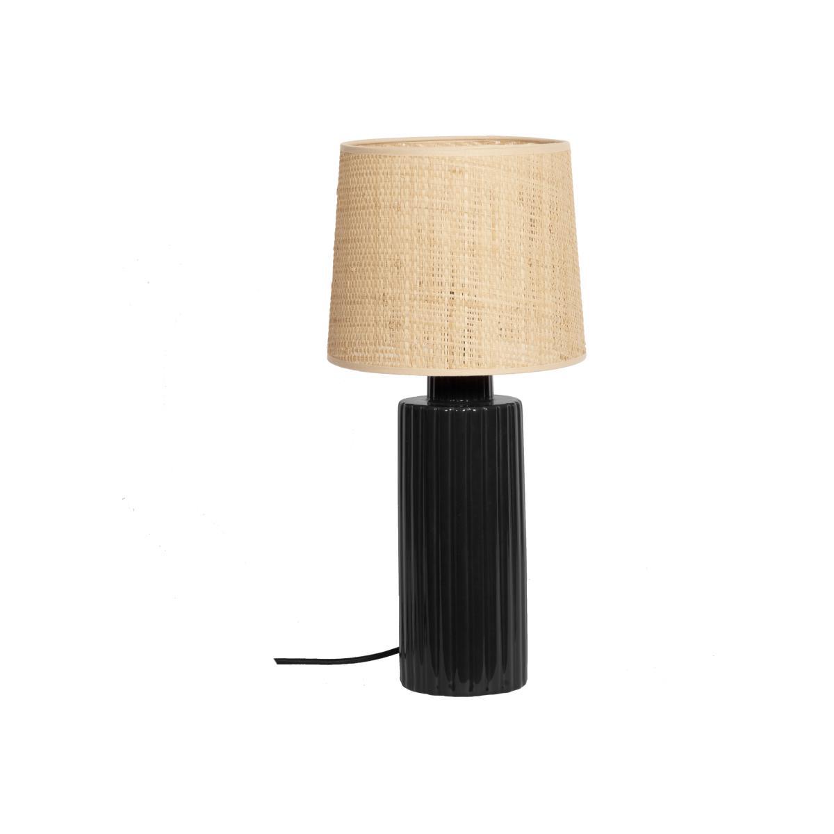 Portofino Table lamp - / Raffia & ceramic by Maison Sarah Lavoine Black/Beige – image 1