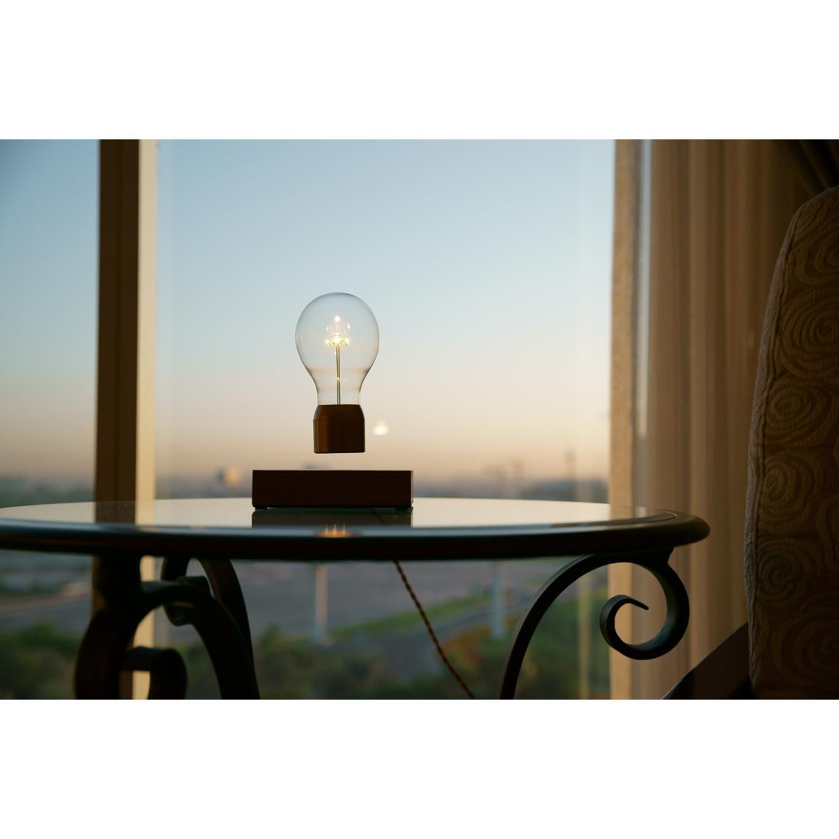 Flyte Manhattan Table lamp - / Levitating bulb by Flyte Silver/Natural wood/Metal – image 7