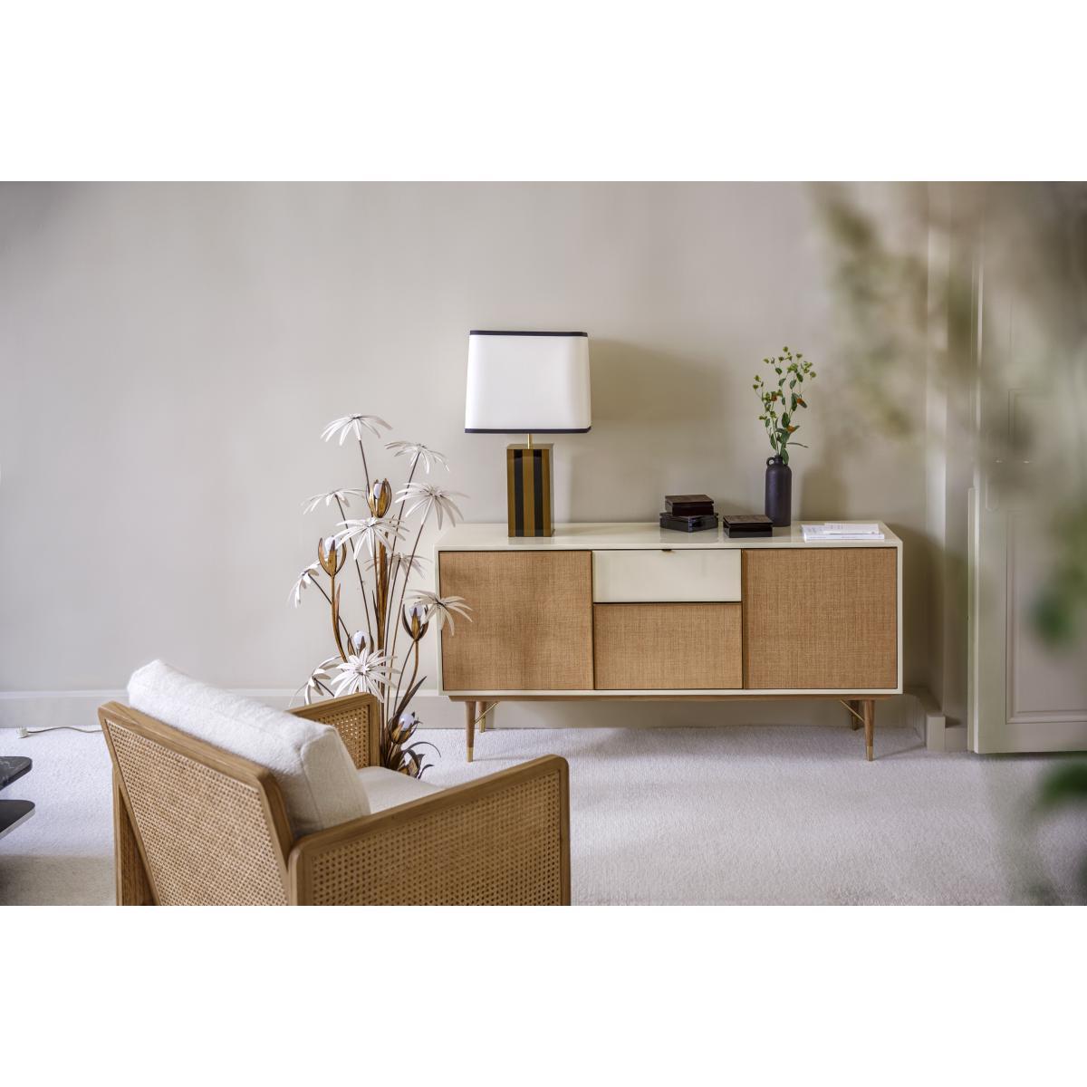Elysée Table lamp - / H 71 cm - Lacquered wood & fabric by RED Edition White/Black – image 2