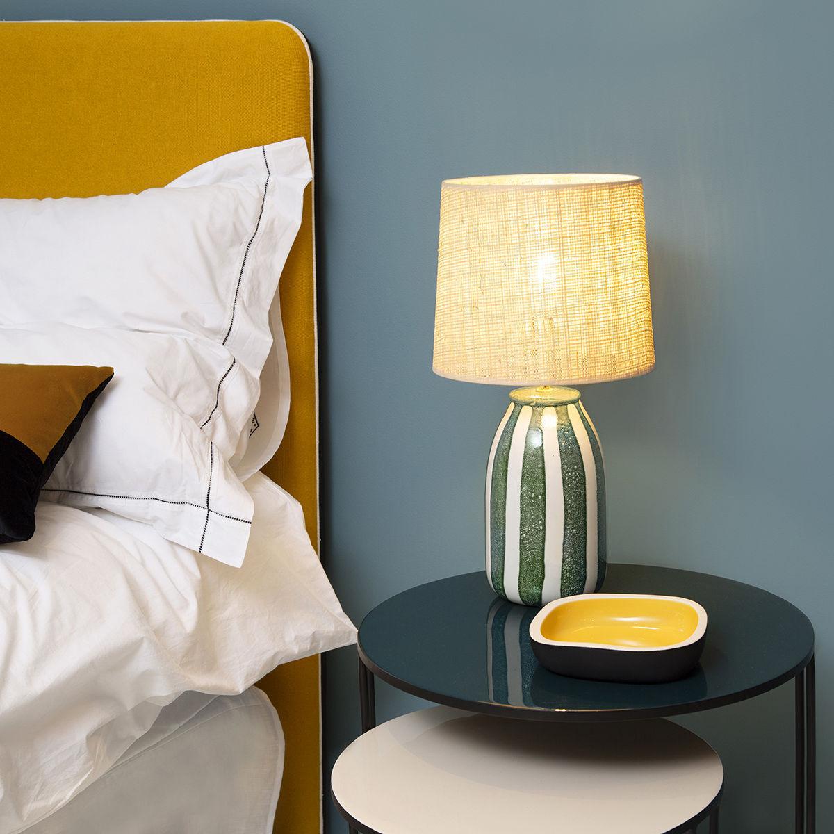 Palmaria Small Table lamp - / H 48 cm - Ceramic & raffia by Maison Sarah Lavoine Green/Beige – image 2