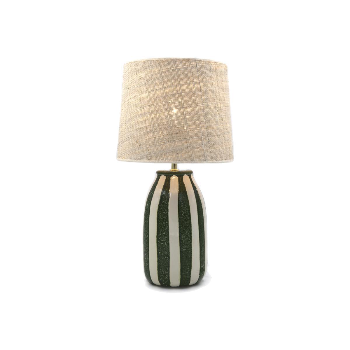 Palmaria Small Table lamp - / H 48 cm - Ceramic & raffia by Maison Sarah Lavoine Green/Beige – image 1