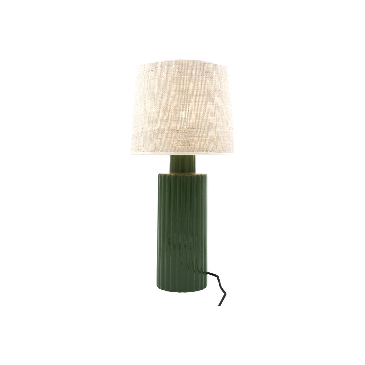 Portofino Table lamp - / Raffia & ceramic - h 54 cm by Maison Sarah Lavoine Green/Beige – image 1