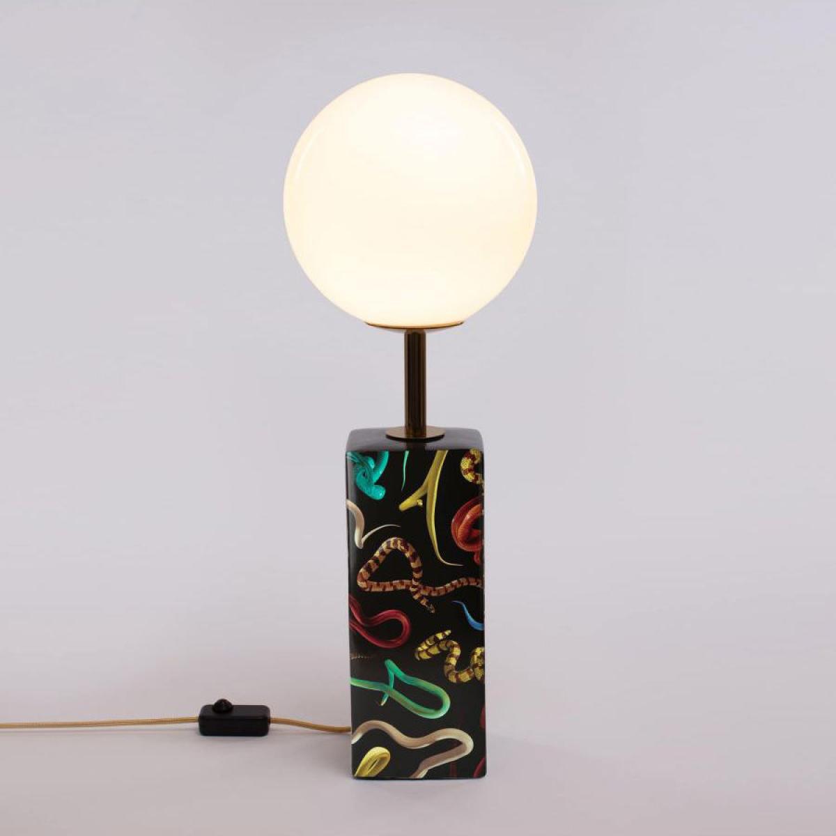 Toiletpaper - Snakes Table lamp - / China & glass - H 70 cm by Seletti White/Black – image 2