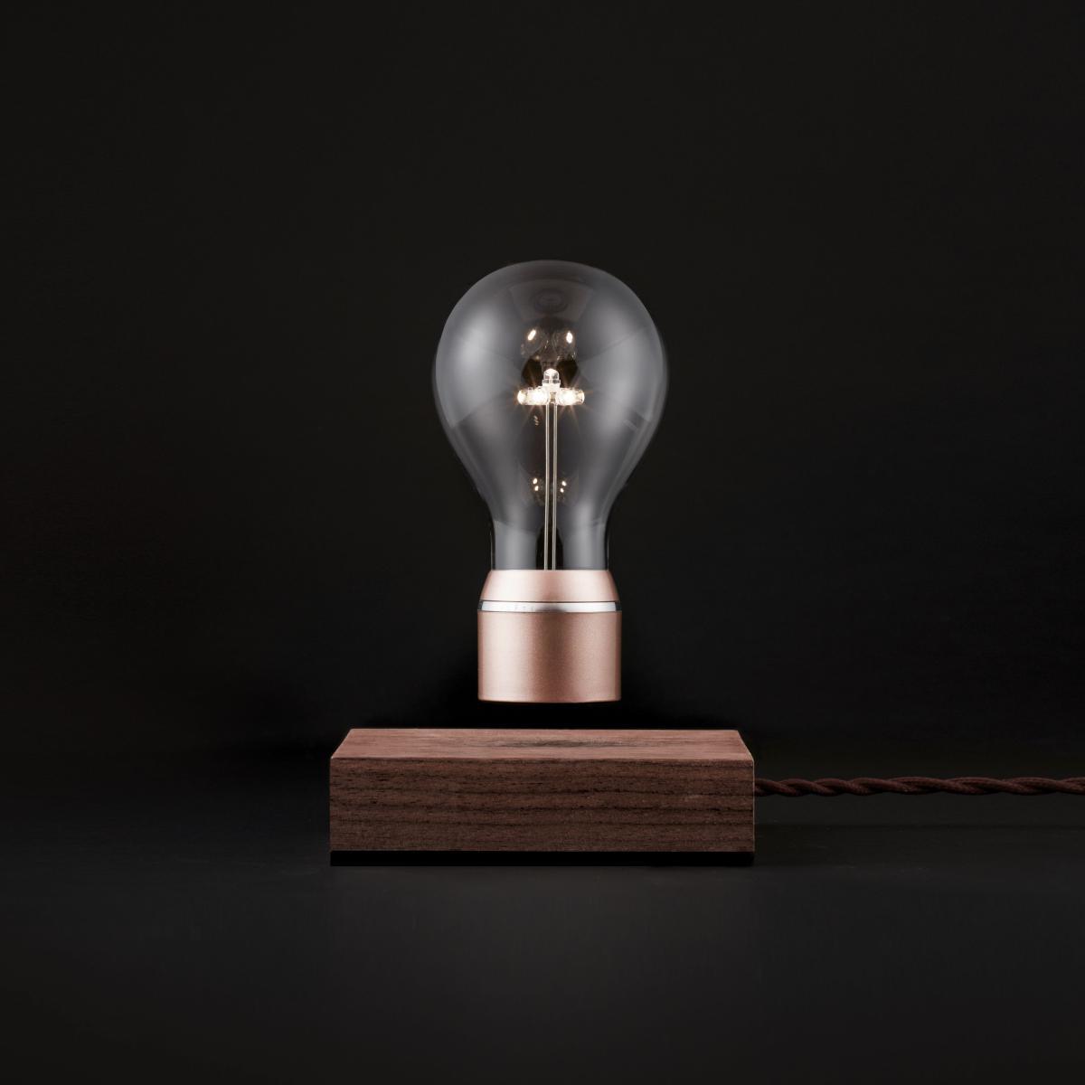 Flyte Buckminster Table lamp - / Levitating bulb by Flyte Copper/Natural wood/Metal – image 2