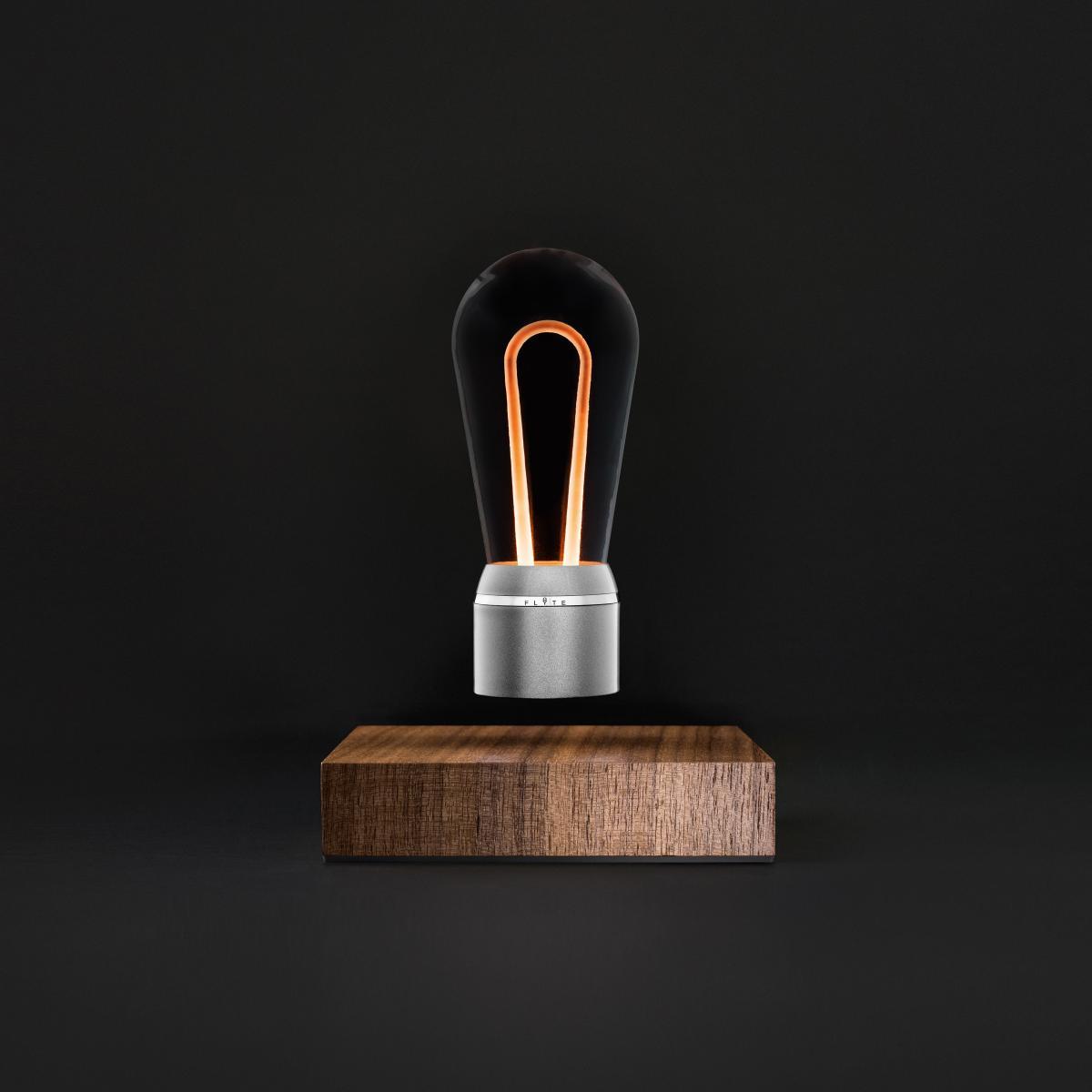 Flyte Nikola Table lamp - / Levitating bulb by Flyte Silver/Natural wood/Metal – image 2