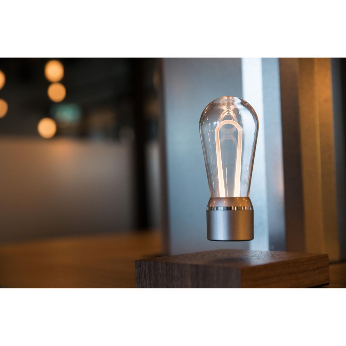 Flyte Nikola Table lamp - / Levitating bulb by Flyte Silver/Natural wood/Metal – image 3