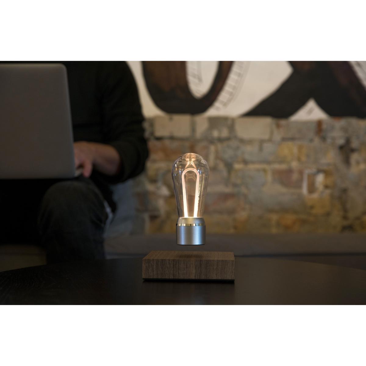 Flyte Nikola Table lamp - / Levitating bulb by Flyte Silver/Natural wood/Metal – image 7