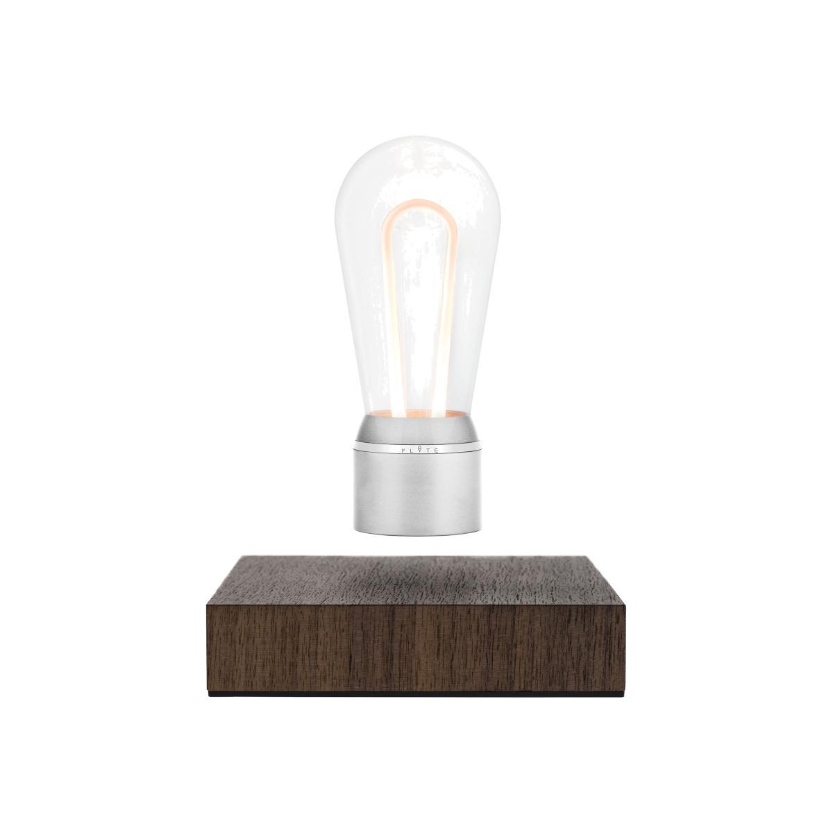 Flyte Nikola Table lamp - / Levitating bulb by Flyte Silver/Natural wood/Metal – image 1