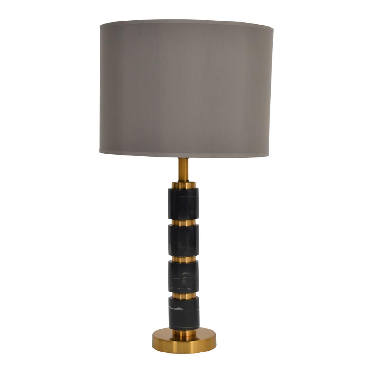 Libra Black Marble Column Table Lamp On Brass Base Only – image 2