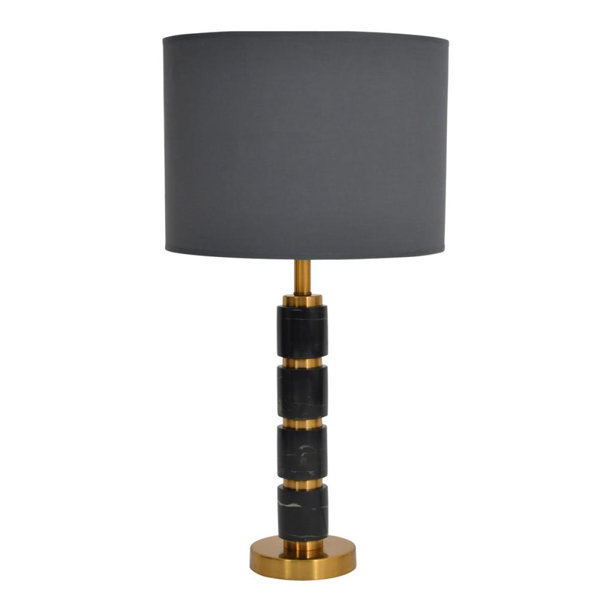 Libra Black Marble Column Table Lamp On Brass Base Only – image 3