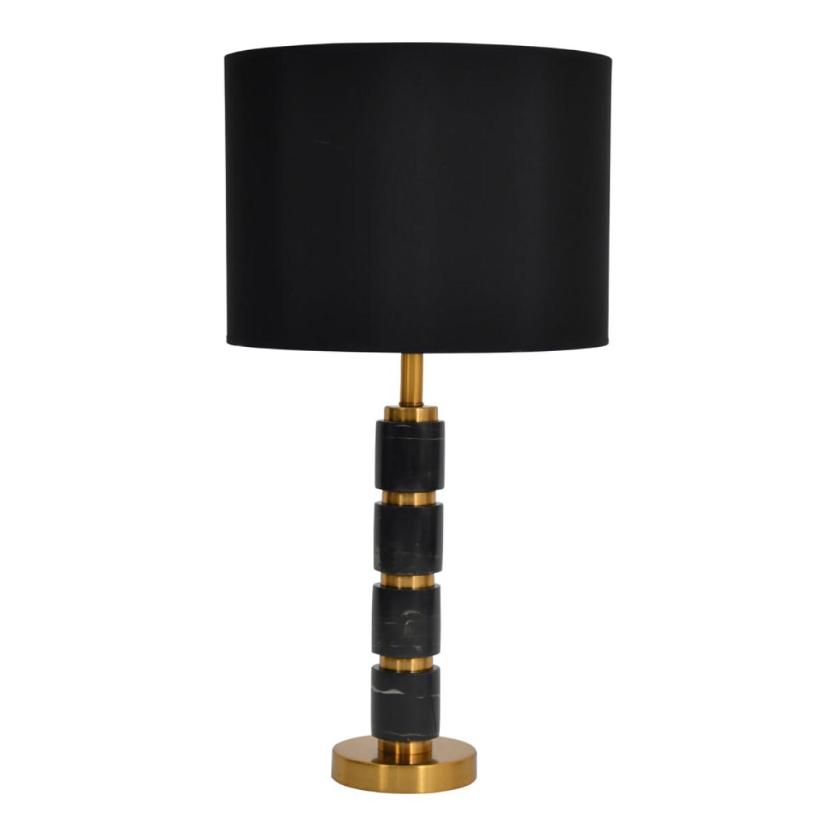 Libra Black Marble Column Table Lamp On Brass Base Only – image 4