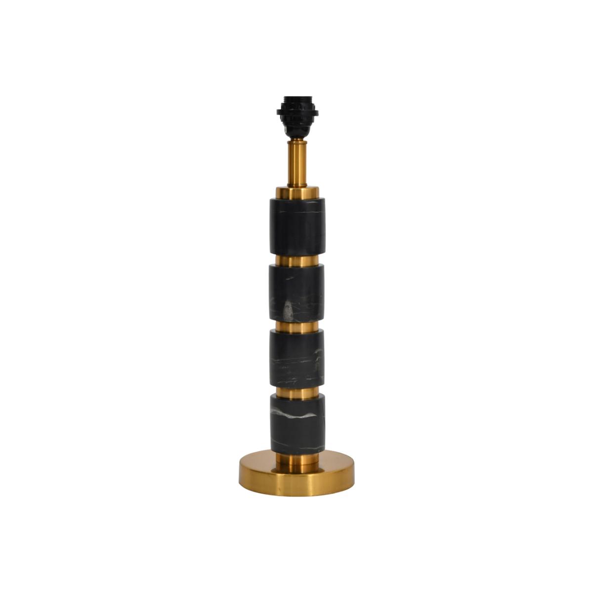 Libra Black Marble Column Table Lamp On Brass Base Only – image 1