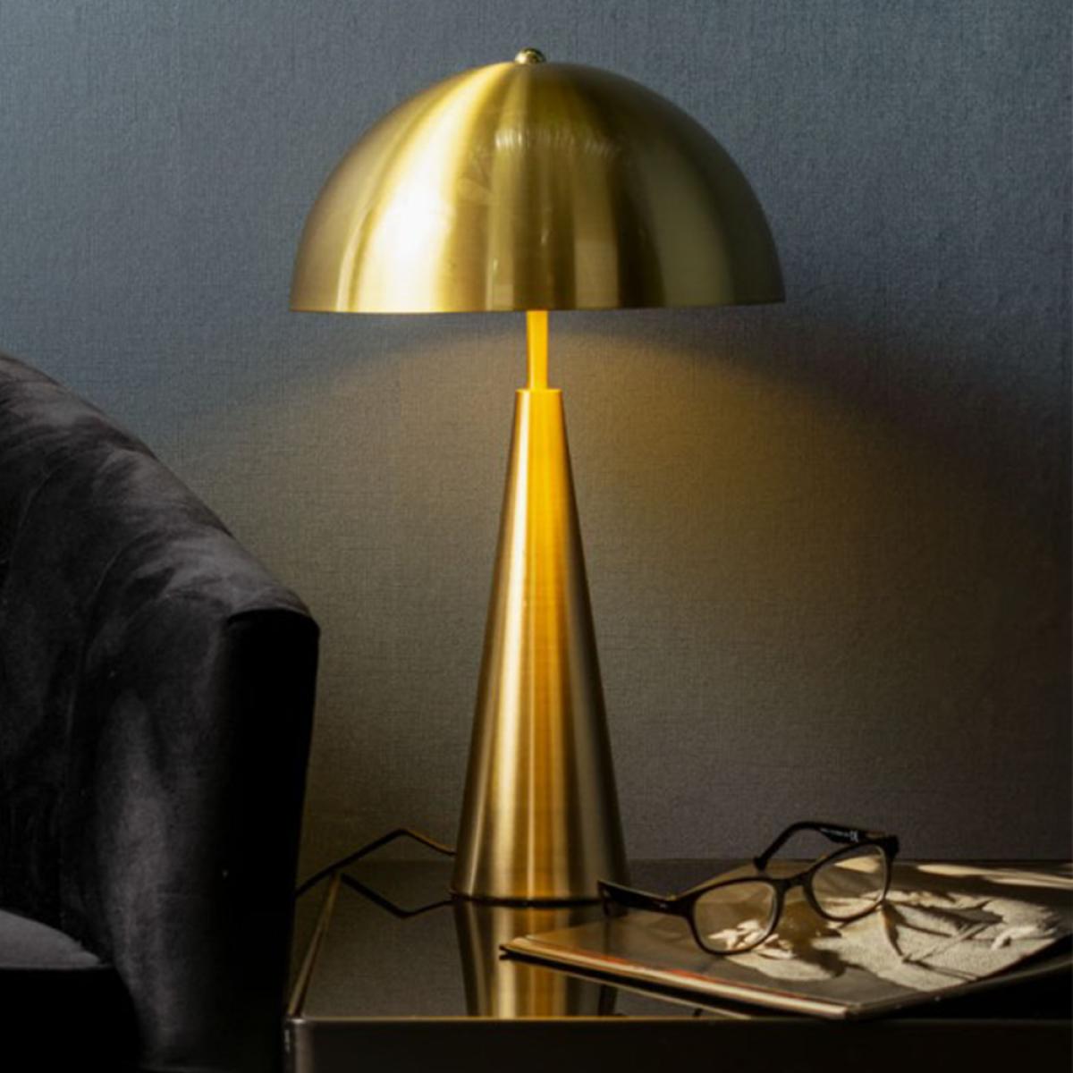Leitmotiv Pair of 2 Sublime Metal Table Lamps in Brushed Gold – image 2