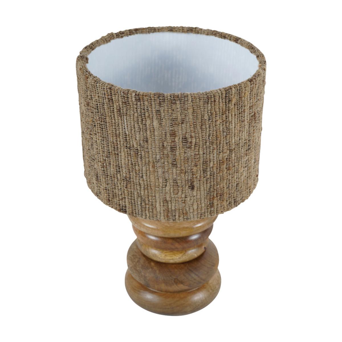 Libra Interiors Leon Solid Wood Table Lamp with Silk Jute Shade Small – image 2