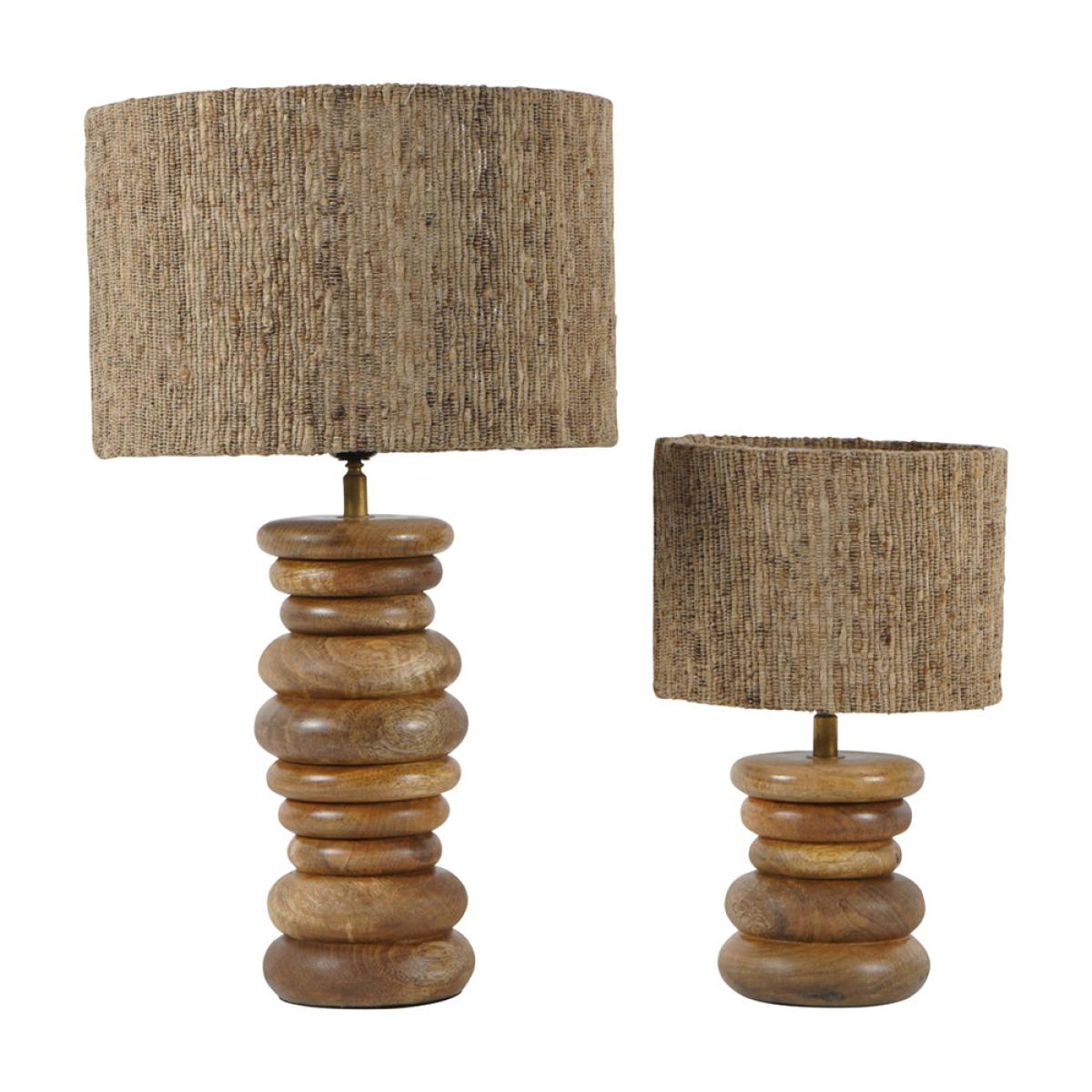 Libra Interiors Leon Solid Wood Table Lamp with Silk Jute Shade Small – image 5