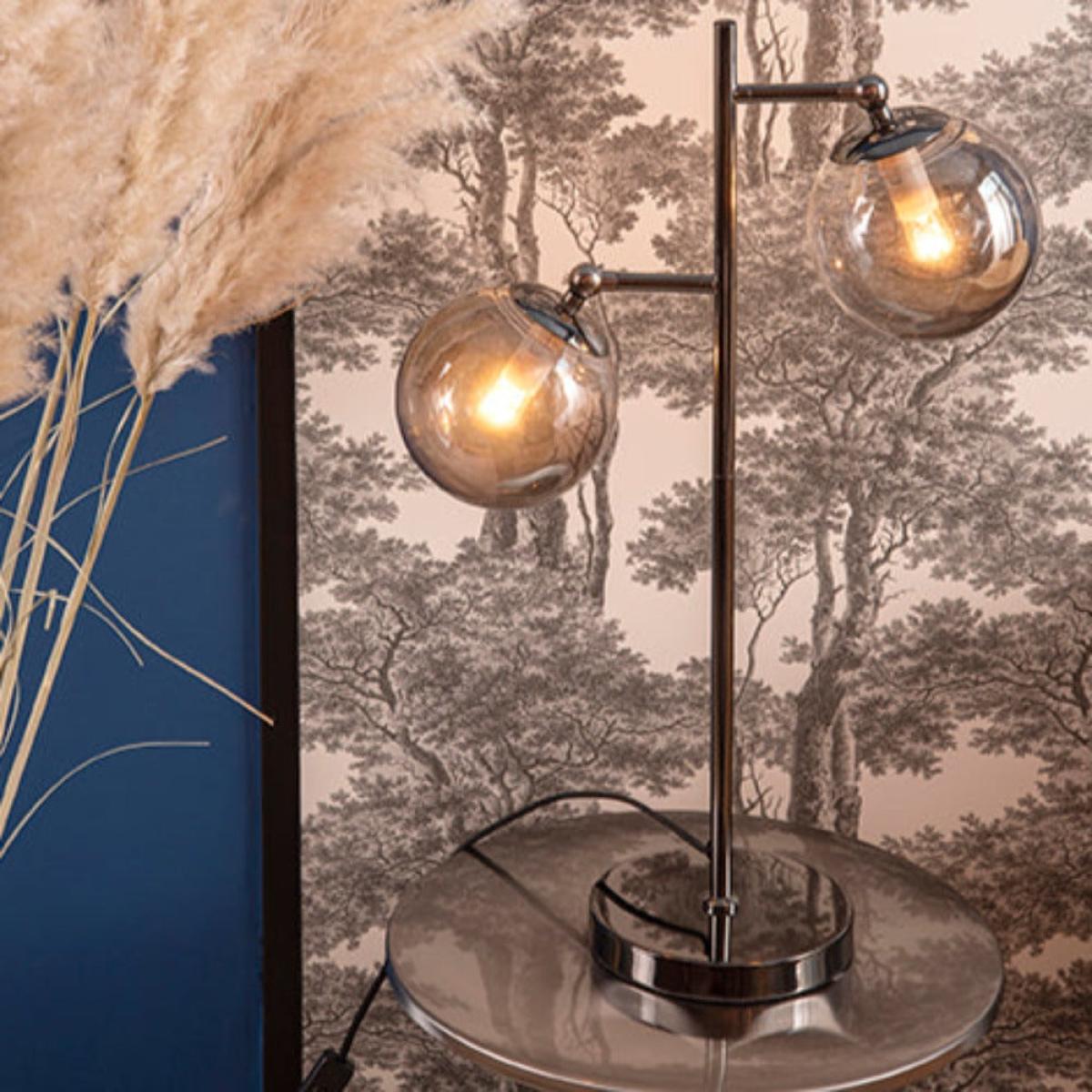 Leitmotiv Shimmer Table Lamp in Iron & Grey Glass – image 3
