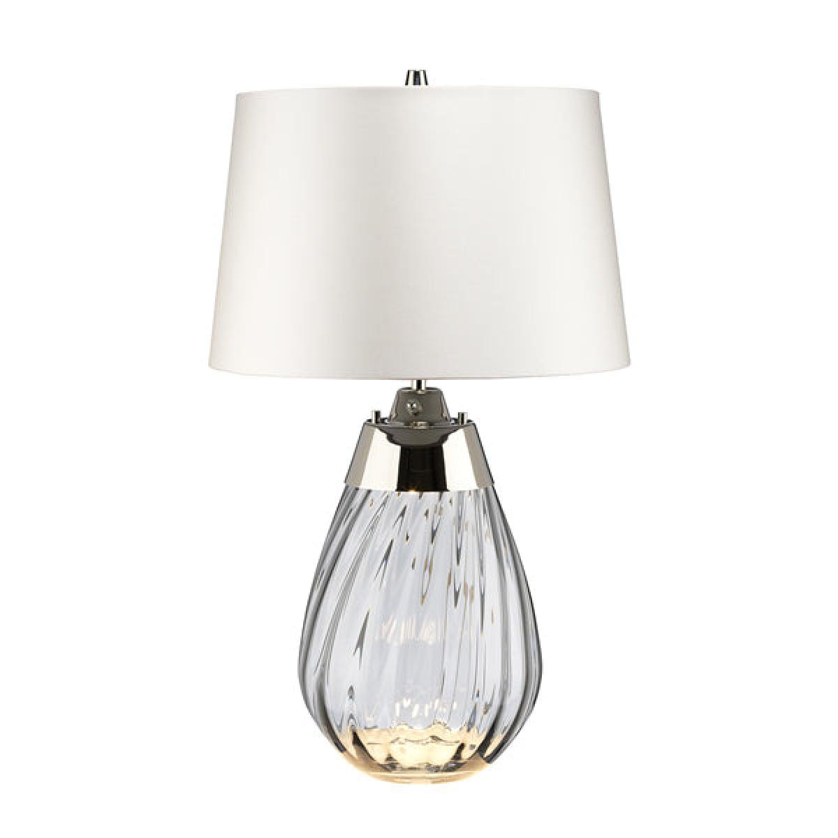 Elstead Lena 2 Light Table Lamp Smoke-tinted Glass and Off-White Shade / Small – image 3