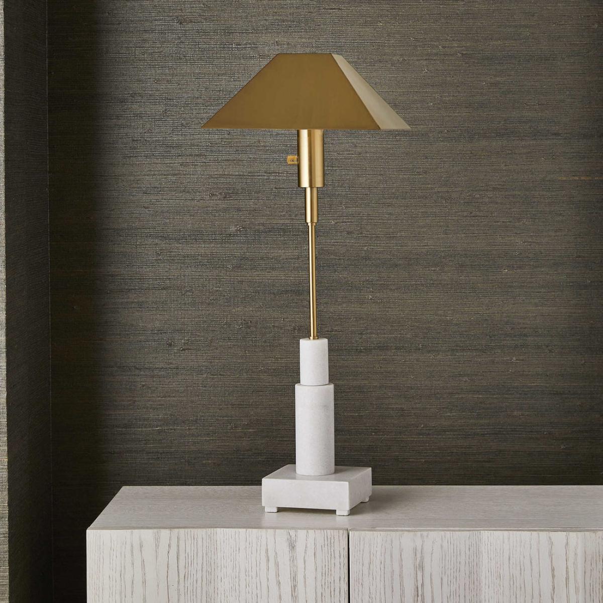 Uttermost Black Label Telescope Buffet Lamp - White Marble/Brass – image 2