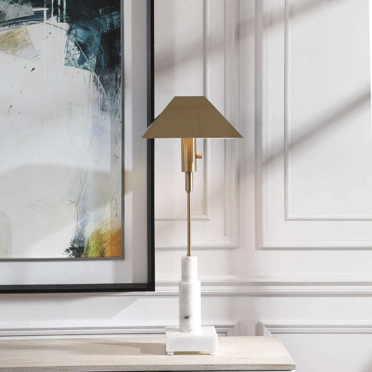 Uttermost Black Label Telescope Buffet Lamp - White Marble/Brass – image 3