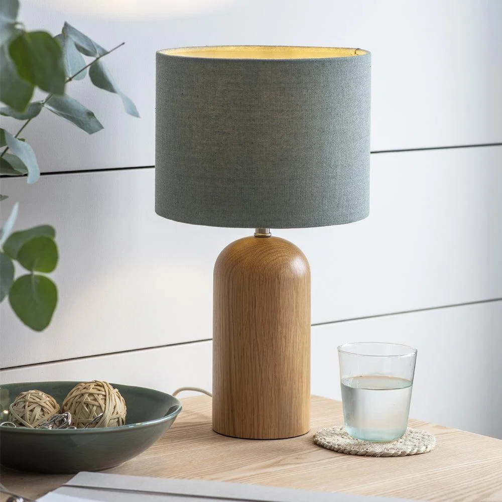 Garden Trading Kingsbury Table Lamp with Shade in Thistle Green Oak – image 1