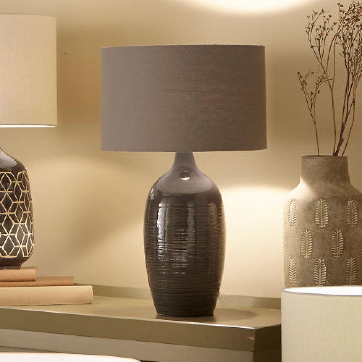 Olivia's Adeline Etched Graphite Ceramic Table Lamp – image 2