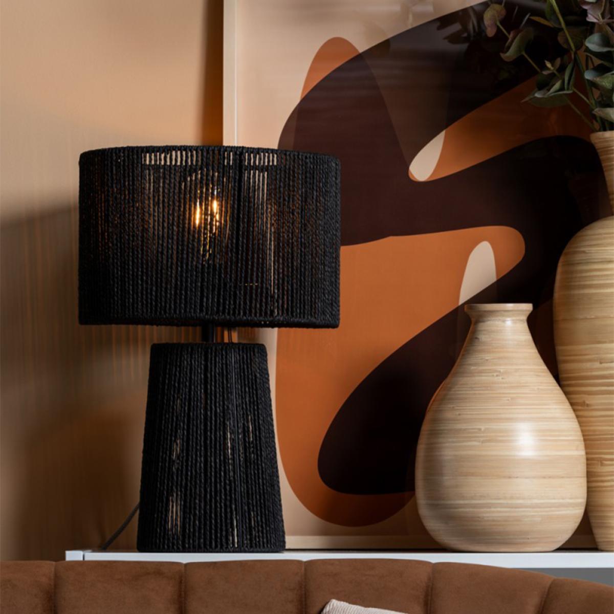 Leitmotiv Pair of 2 Paper Rope Forma Pin Table Lamps in Black – image 2
