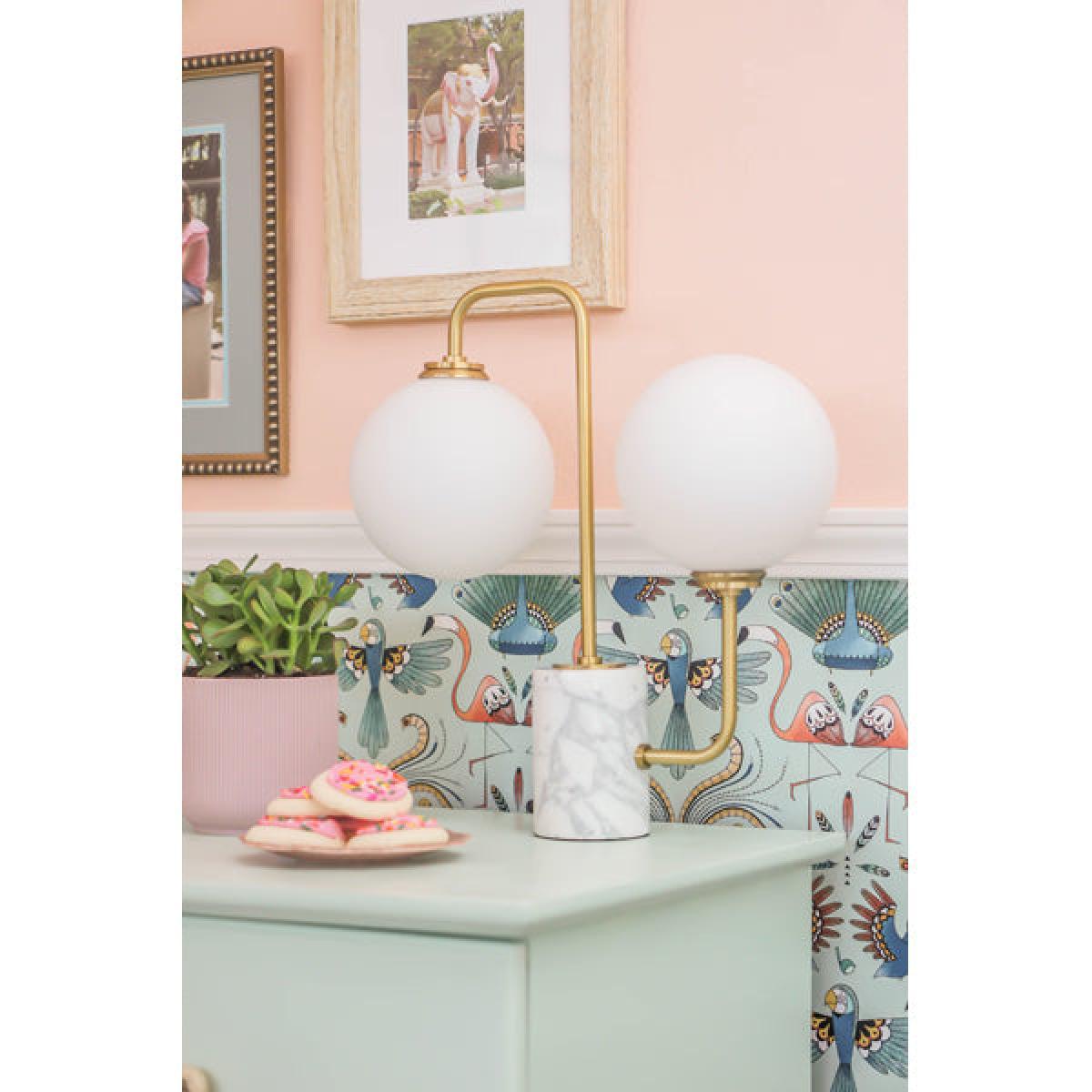 Hudson Valley Lighting Mia Steel 2 Light Table Lamp With A Marble Base – image 5