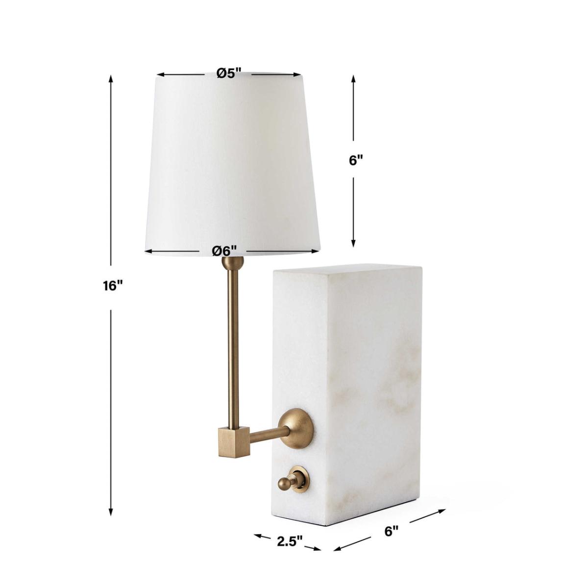 Uttermost Black Label On a Shelf Mini Lamp - White Marble/Brass – image 6